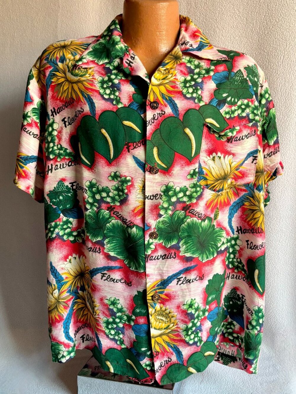 1970s Colorful Rayon Tropical Floral Print Hawaiian Shirt